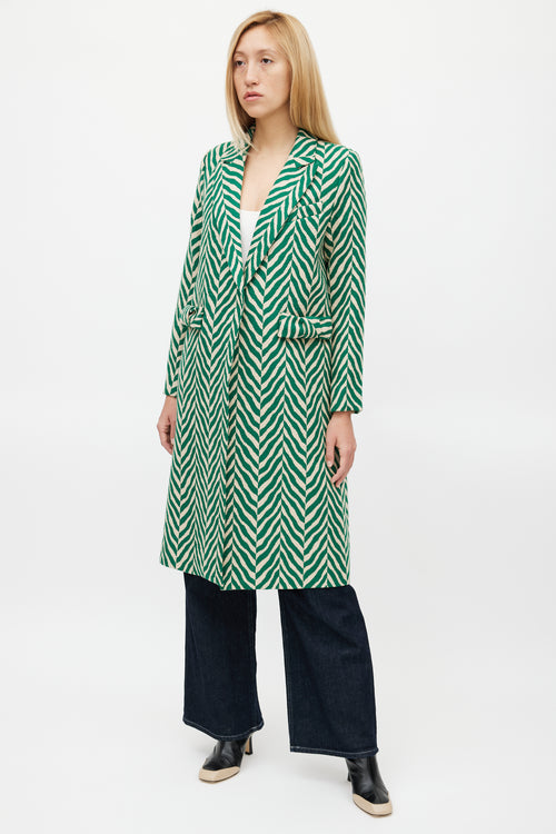 Smythe Green & Cream Wool Bow Coat