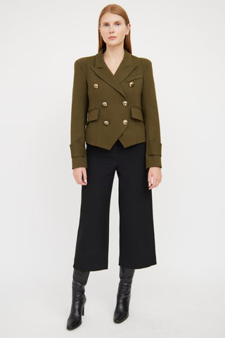 Smythe Green Cropped Double Breasted Blazer