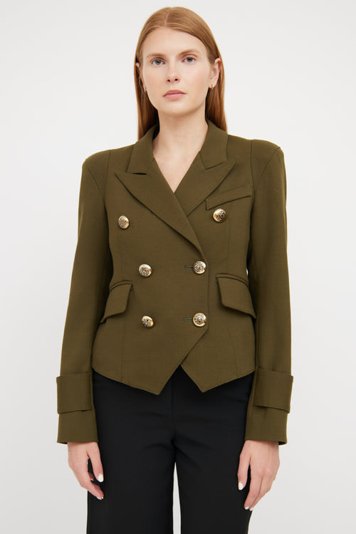 Smythe Green Cropped Double Breasted Blazer