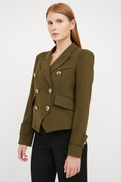 Smythe Green Cropped Double Breasted Blazer