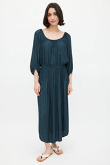 Smythe Green Gathered Midi Dress