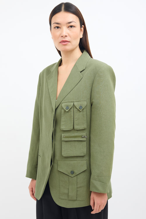 Smythe Green Linen Surplus Cargo Blazer