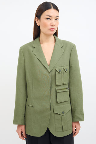 Smythe Green Linen Surplus Cargo Blazer