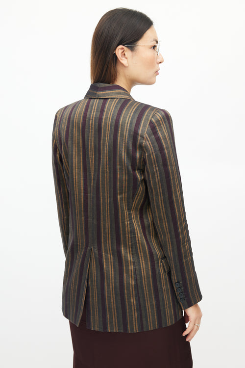 Smythe Green & Multicolour Striped Linen Blazer