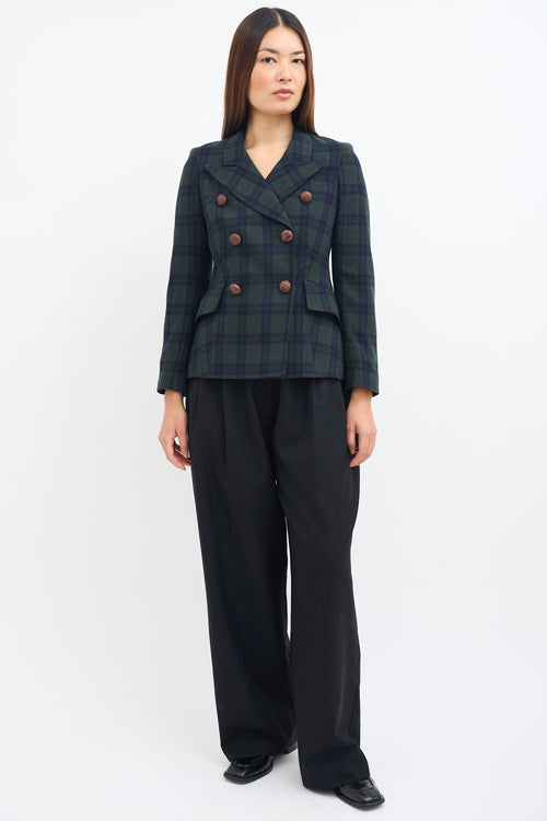 Smythe Green & Navy Wool Plaid Blazer