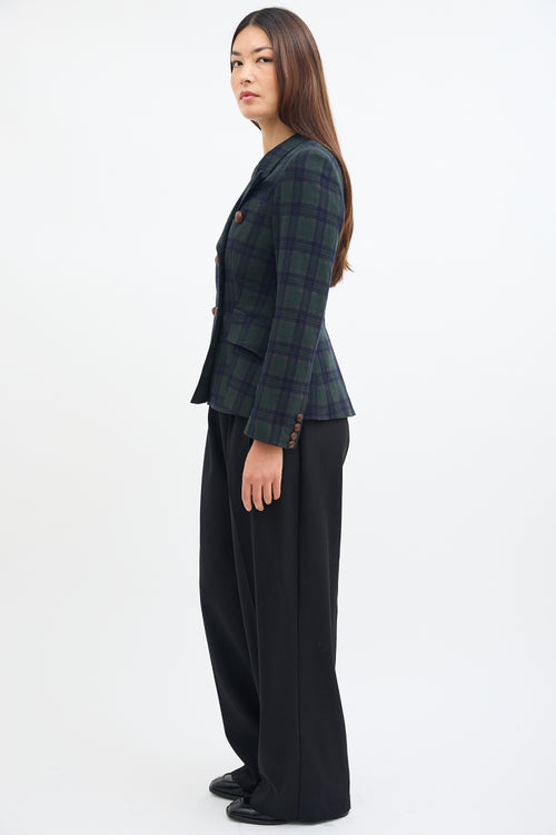 Smythe Green & Navy Wool Plaid Blazer