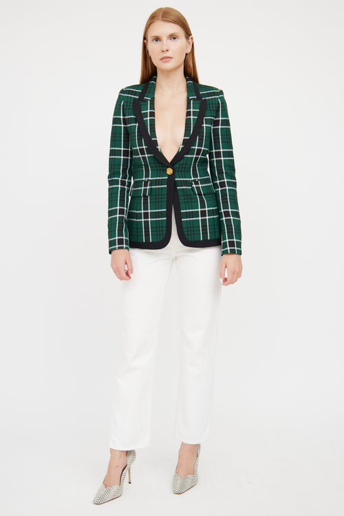 Smythe Green, Black & White Plaid Blazer