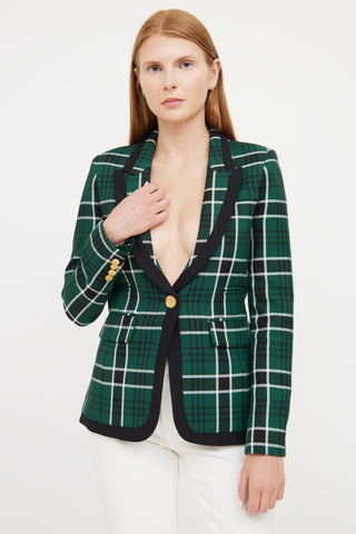 Smythe Green, Black & White Plaid Blazer