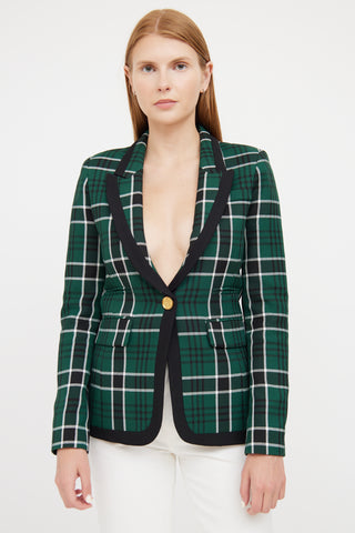 Smythe Green, Black & White Plaid Blazer