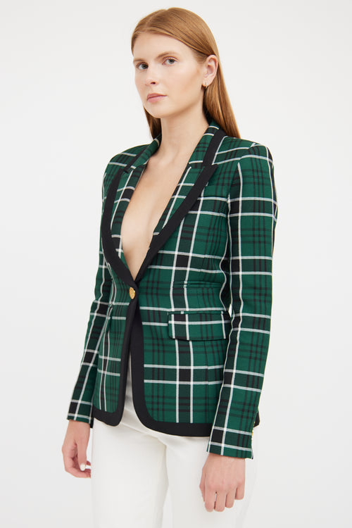 Smythe Green, Black & White Plaid Blazer