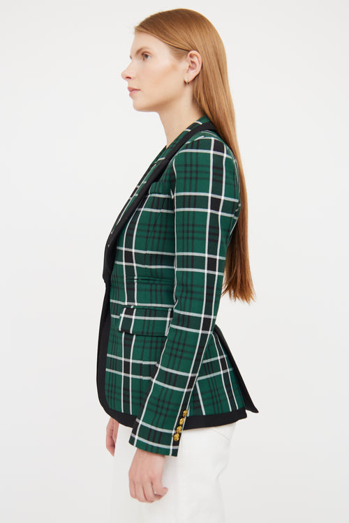 Smythe Green, Black & White Plaid Blazer