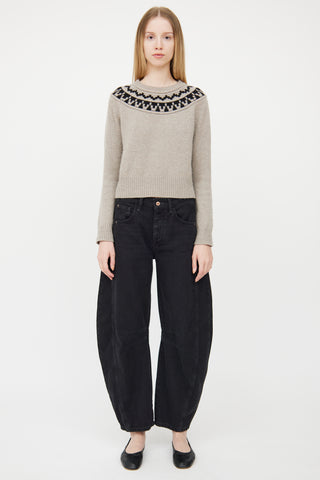 Smythe Grey & Black Cashmere Fair Isle Sweater