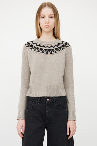 Smythe Grey & Black Cashmere Fair Isle Sweater