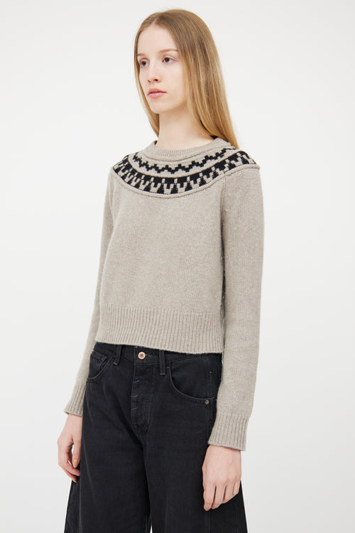 Smythe Grey & Black Cashmere Fair Isle Sweater