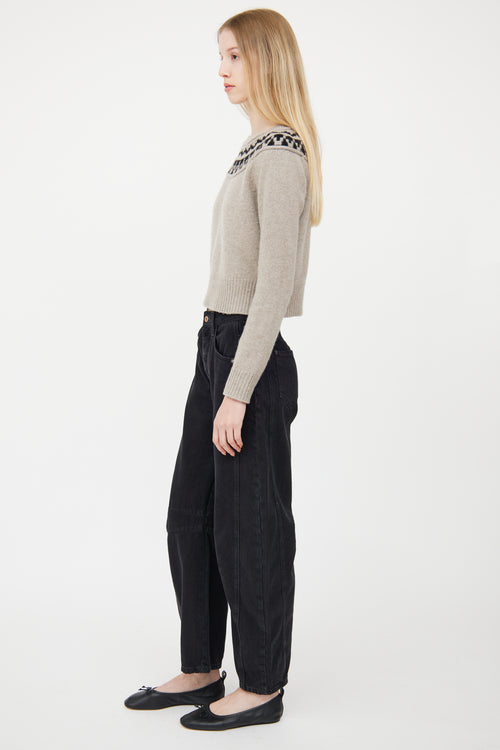 Smythe Grey & Black Cashmere Fair Isle Sweater