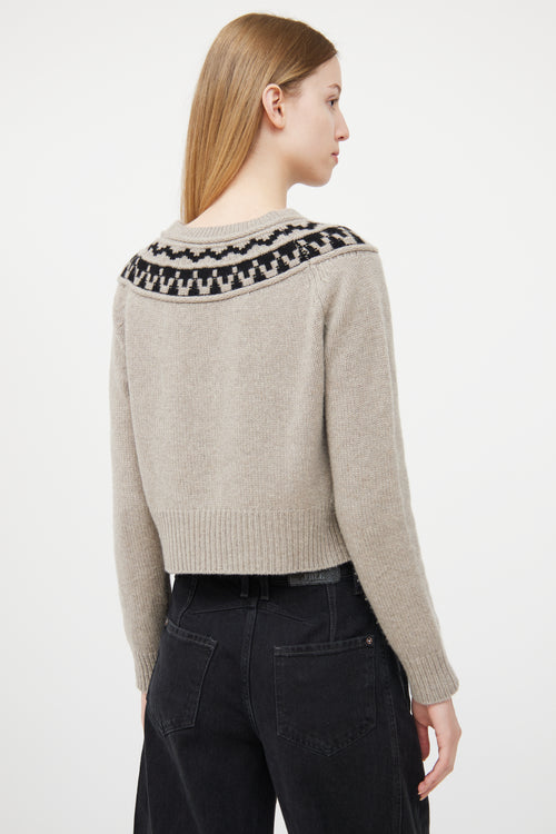 Smythe Grey & Black Cashmere Fair Isle Sweater