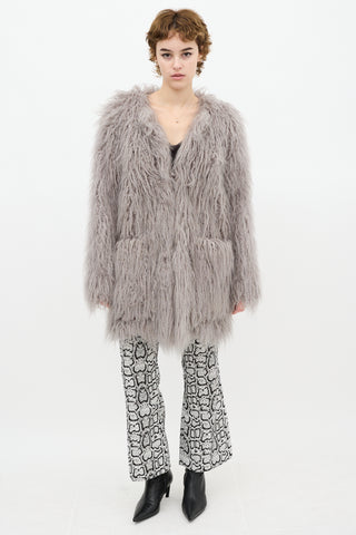 Smythe Grey Faux Fur Coat