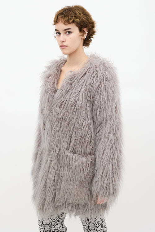 Smythe Grey Faux Fur Coat