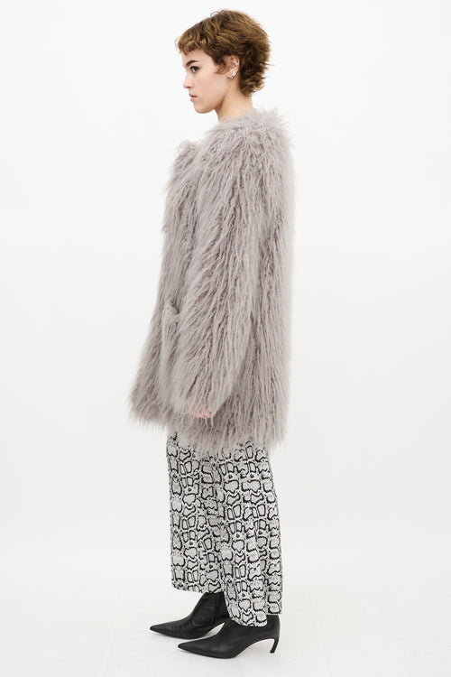 Smythe Grey Faux Fur Coat