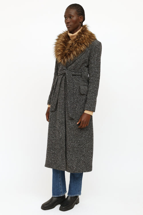 SmytheBlack and Wool Faux Fur Trim Coat