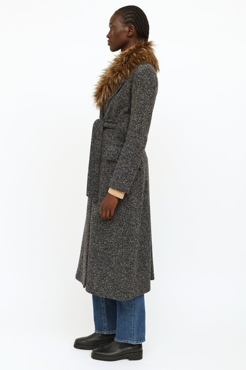 SmytheBlack and Wool Faux Fur Trim Coat