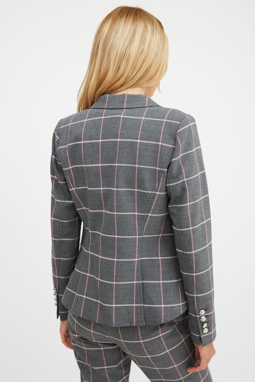 Smythe Grey & Pink Plaid Three Piece Suit