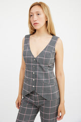 Smythe Grey & Pink Plaid Three Piece Suit