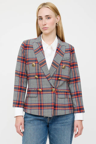 Smythe Plaid Double Breasted Blazer