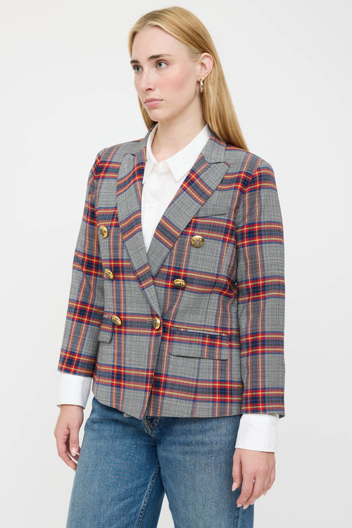 Smythe Plaid Double Breasted Blazer