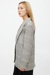 Smythe Hopsack Linen Oversized Blazer