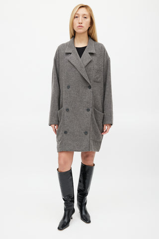 Smythe Grey Wool & Mohair Double Breasted Slouchy Coat
