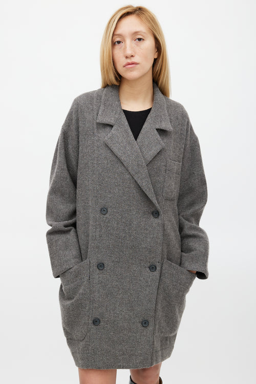 Smythe Grey Wool & Mohair Double Breasted Slouchy Coat