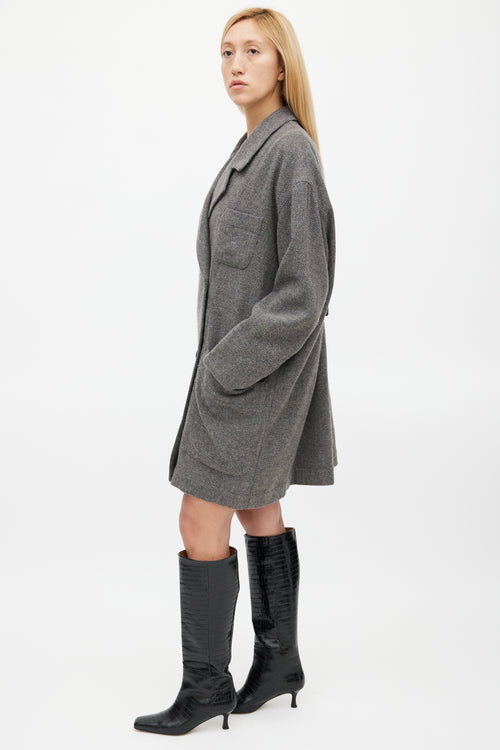Smythe Grey Wool & Mohair Double Breasted Slouchy Coat
