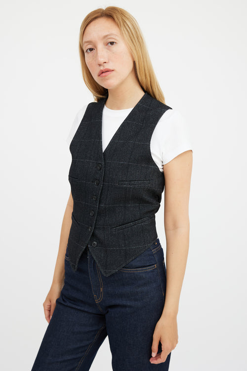 Smythe Grey Wool Plaid Vest