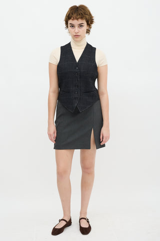 Grey Wool Plaid Vest