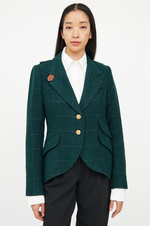 Smythe Green Wool Leather Panel Blazer