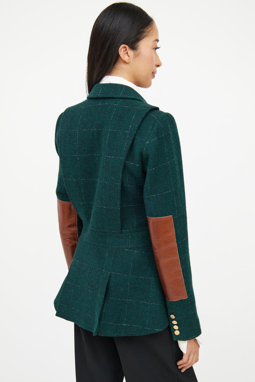 Smythe Green Wool Leather Panel Blazer