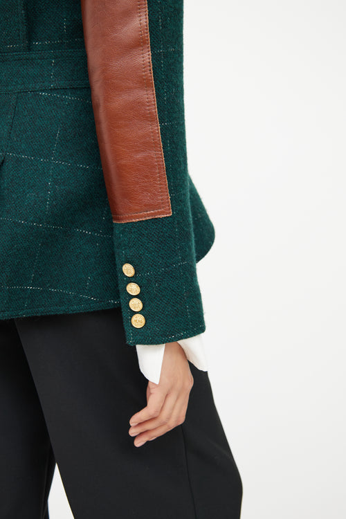 Smythe Green Wool Leather Panel Blazer