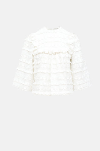 Smythe Ruffled Embroidered Top