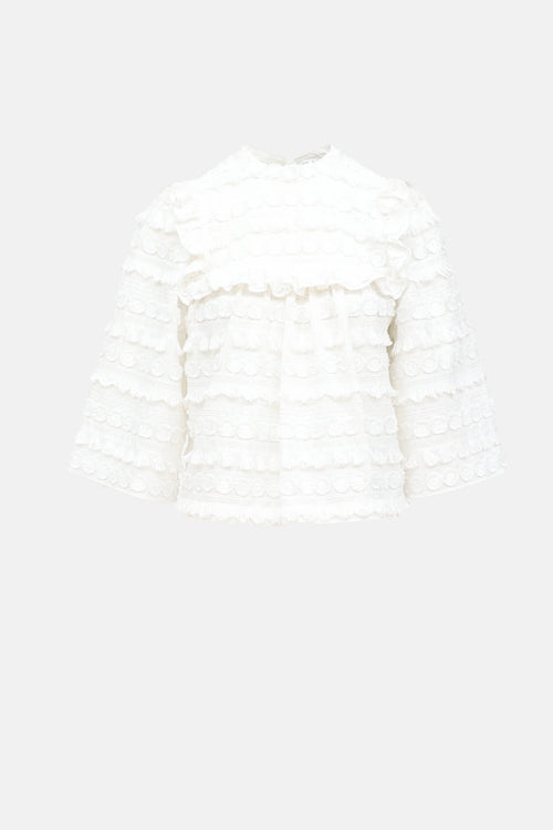 Smythe Ruffled Embroidered Top