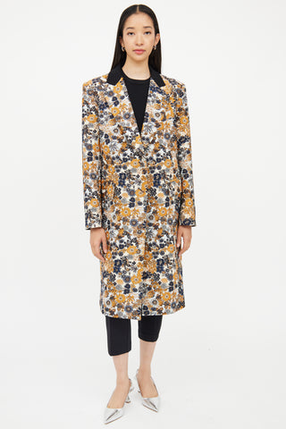 Smythe Orange & Blue & Navy Jacquard Coat