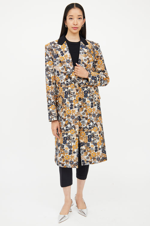 Smythe Orange & Blue & Navy Jacquard Coat