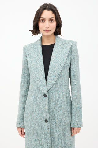 Smythe Light Green Tweed Peak Lapel Coat