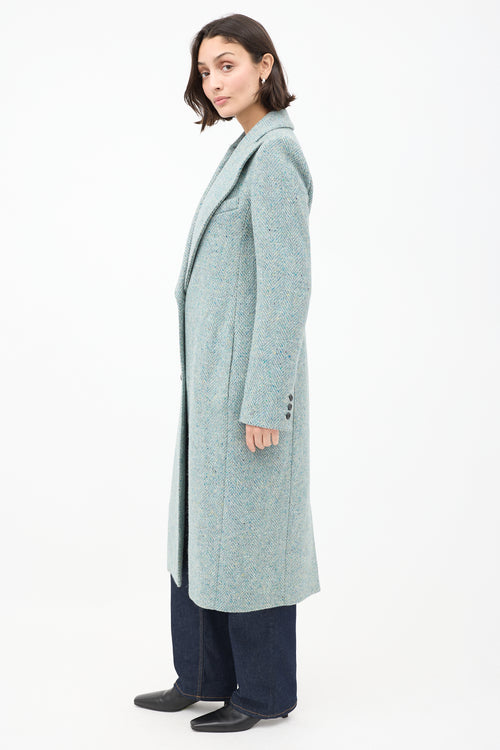 Smythe Light Green Tweed Peak Lapel Coat