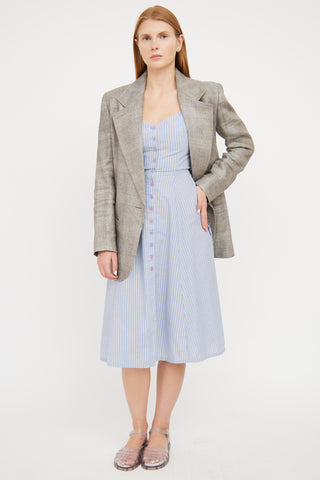 Smythe Light Grey & White Plaid Linen Blazer