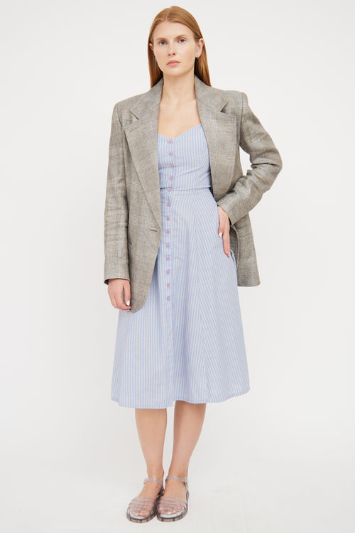 Smythe Light Grey & White Plaid Linen Blazer