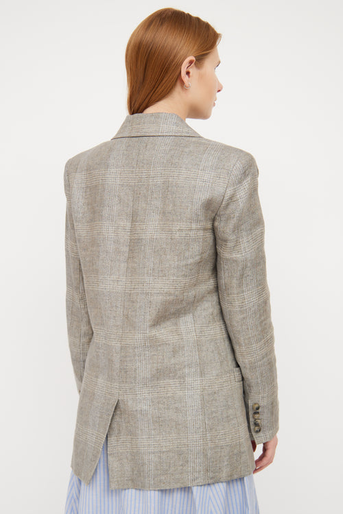 Smythe Light Grey & White Plaid Linen Blazer