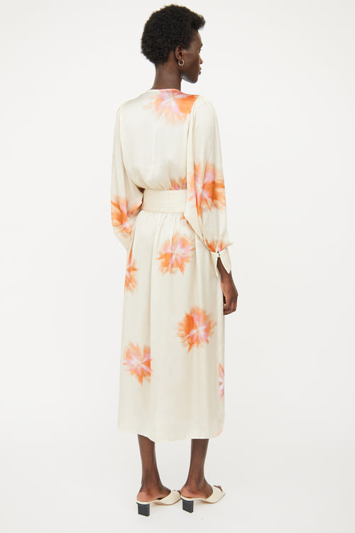 Smythe Beige & Pink Floral Maxi Dress