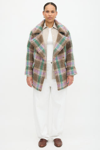 Smythe Mohair Blanket Car Plaid Coat