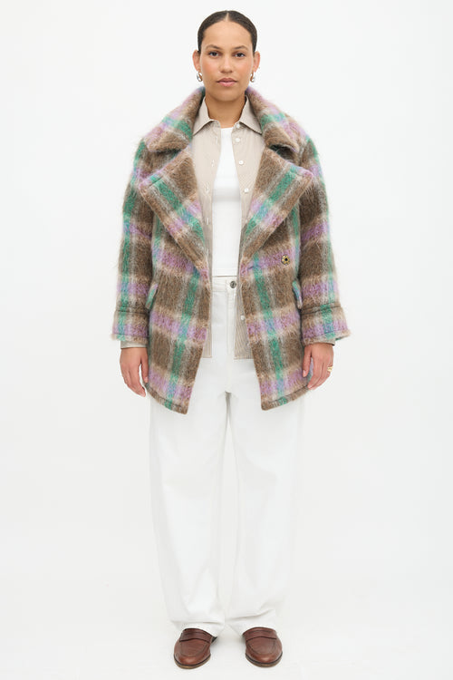 Smythe Mohair Blanket Car Plaid Coat